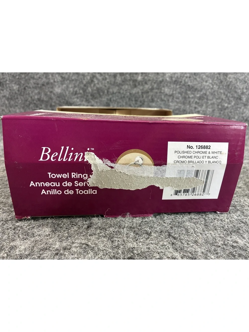 Bellini Polished Chrome & White Towel Ring